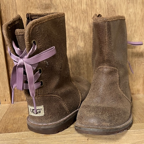 UGG Corene Girl’s Boots Size 7 Toddler Brown Purple - Picture 1 of 16